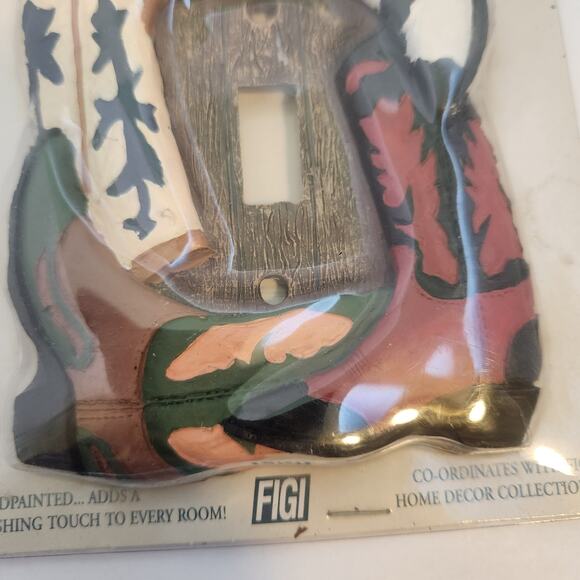 Figi Hand Painted Cowboy Boot NIP Switchplate cover Metal - Picture 2 of 4